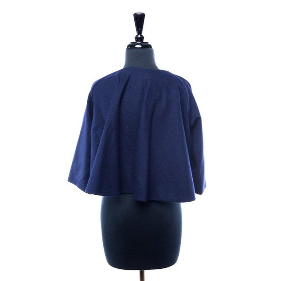 Vtg Cape 1950's BEST & CO Fifth Ave. New York Navy Blue Wool Half Cape Jacket - Picture 3 of 5